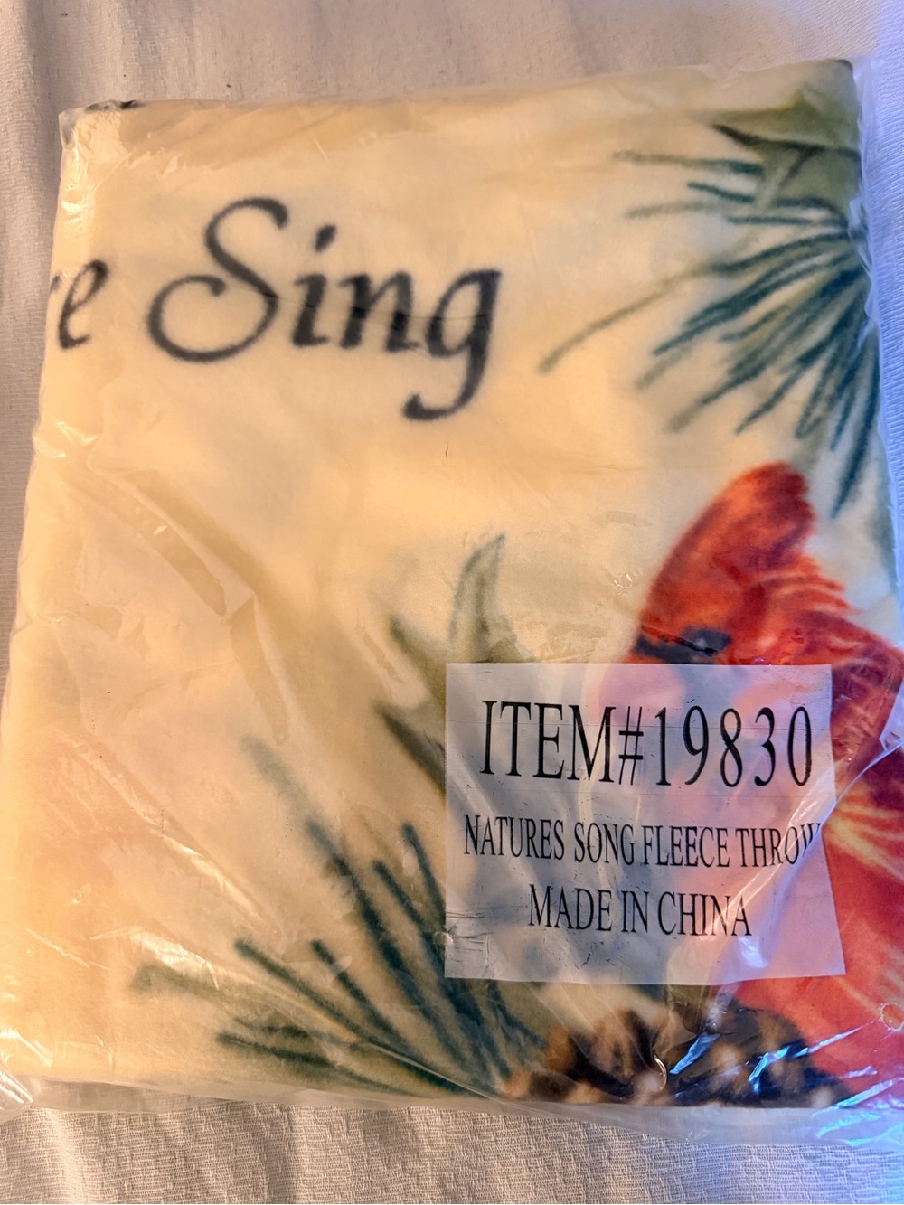 Vintage Cabin Fever Nature's Song Fleece Throw Blanket Red Cardinal Bird New NIP